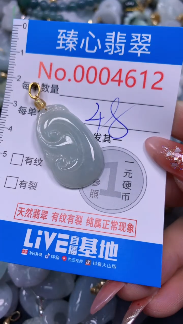 翡翠未镶嵌颈饰含绳0004612