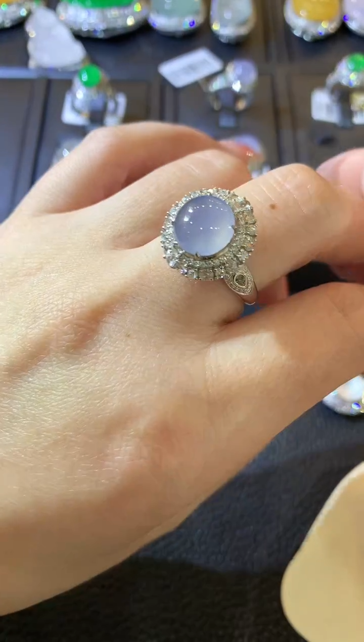 【闪购商品】翡翠戒指18K金镶嵌A87  紫货有一定色差