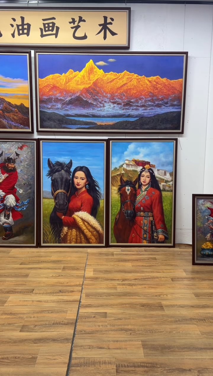 油画兰****莱梅里雪山日照金山原创油画办公室客厅版画背景挂画