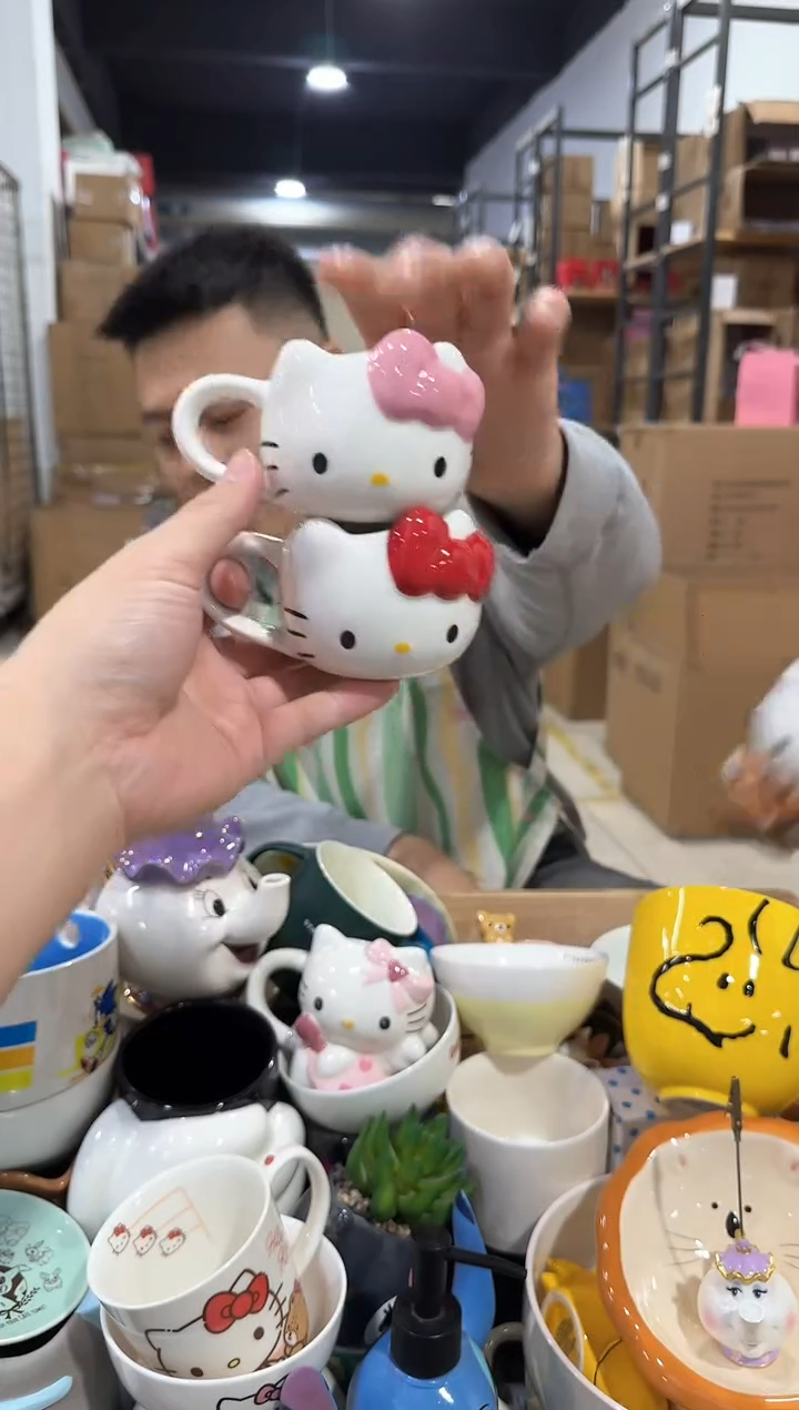 瓷片kkkt 一口杯 红色加粉色