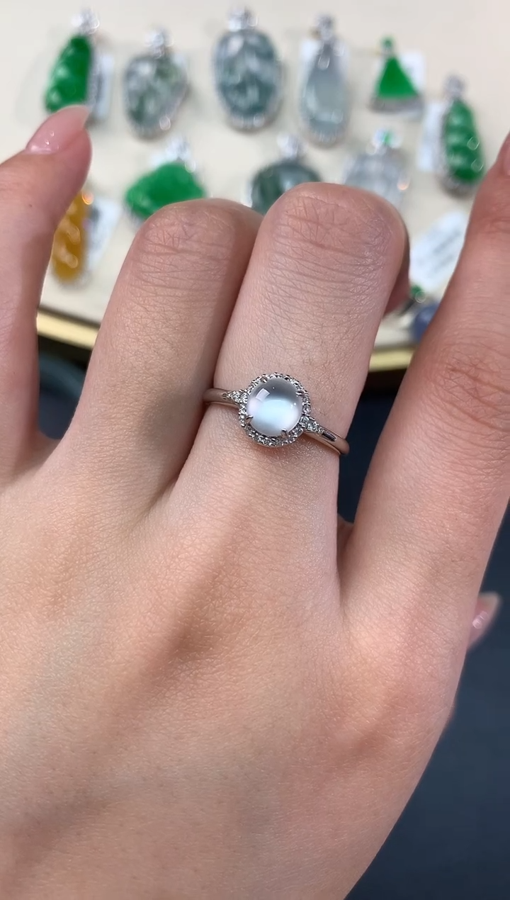 【闪购商品】翡翠戒指18K金镶嵌A100|6800