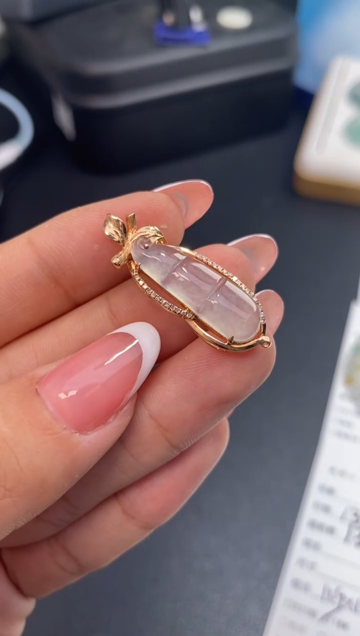 翡翠18K金镶嵌颈饰模式推广期48小时鉴赏期