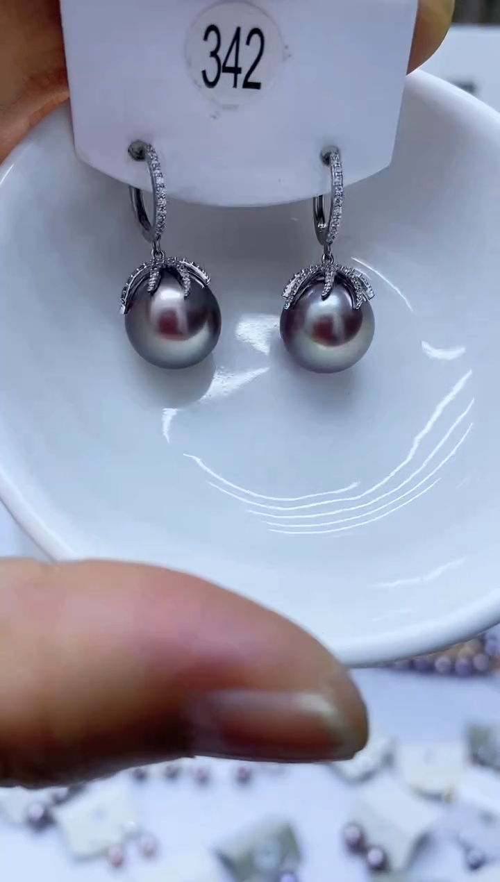 银S925镶嵌淡水珍珠耳饰196342
