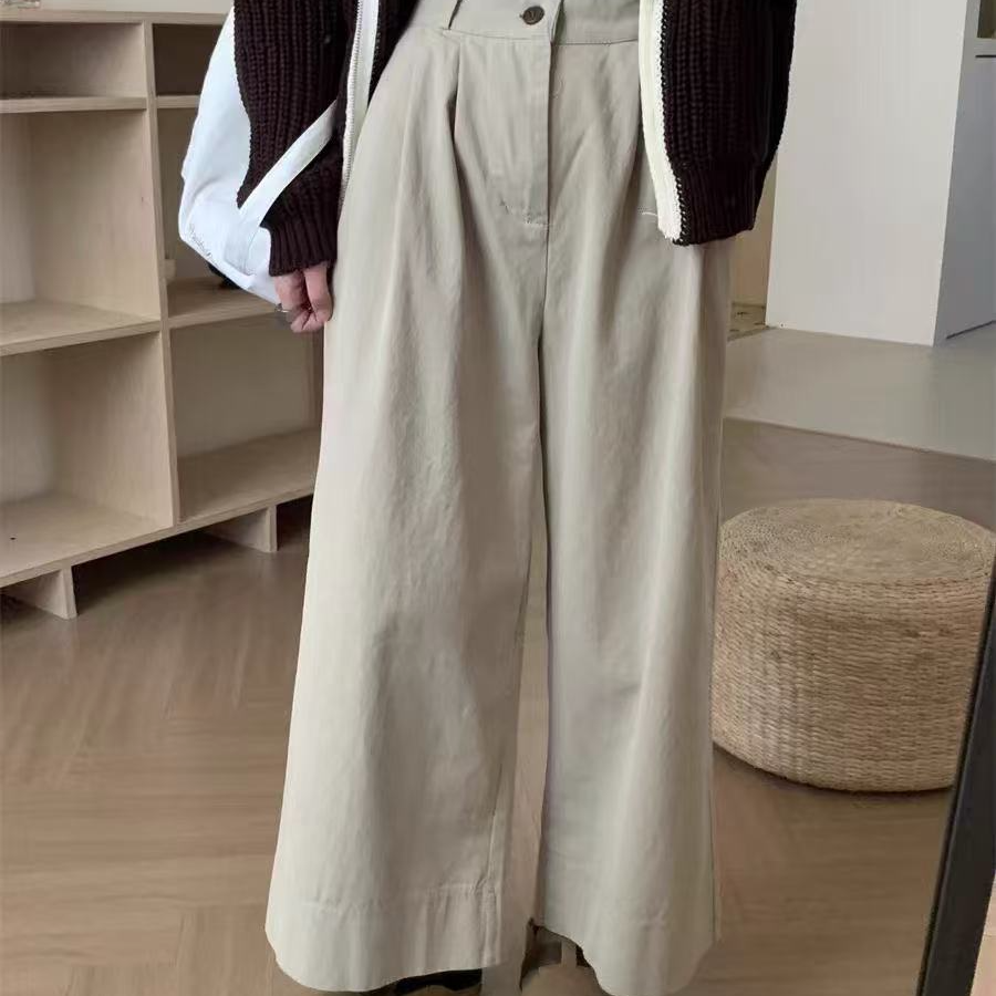 【MC】春夏简约风纯色后松紧直筒裤韩版阔腿裤