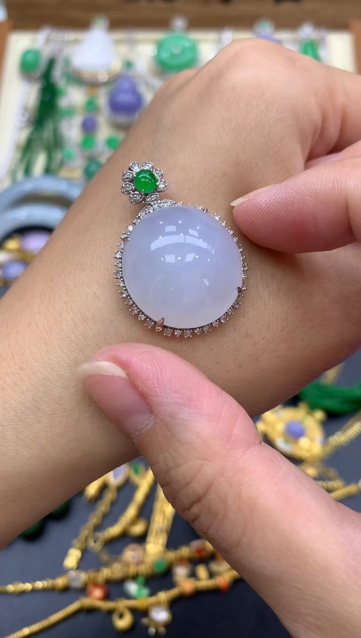 翡翠18K金镶嵌颈饰359-中国好珍宝