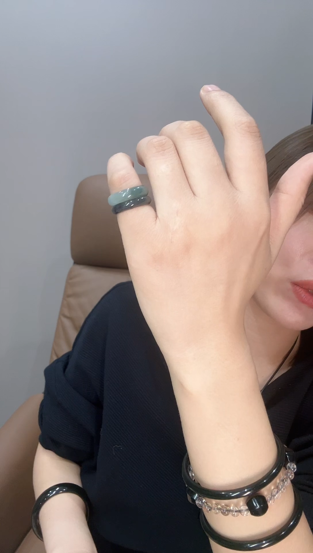 未镶嵌戒指和田玉乌鸡戒圈/内径16.4