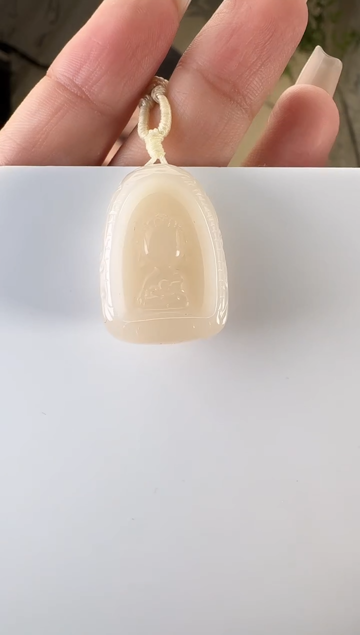 和田玉未镶嵌颈饰藕粉无相佛