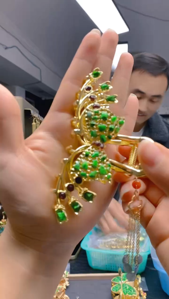 【闪购商品】翡翠耳饰合金0136翡翠发簪