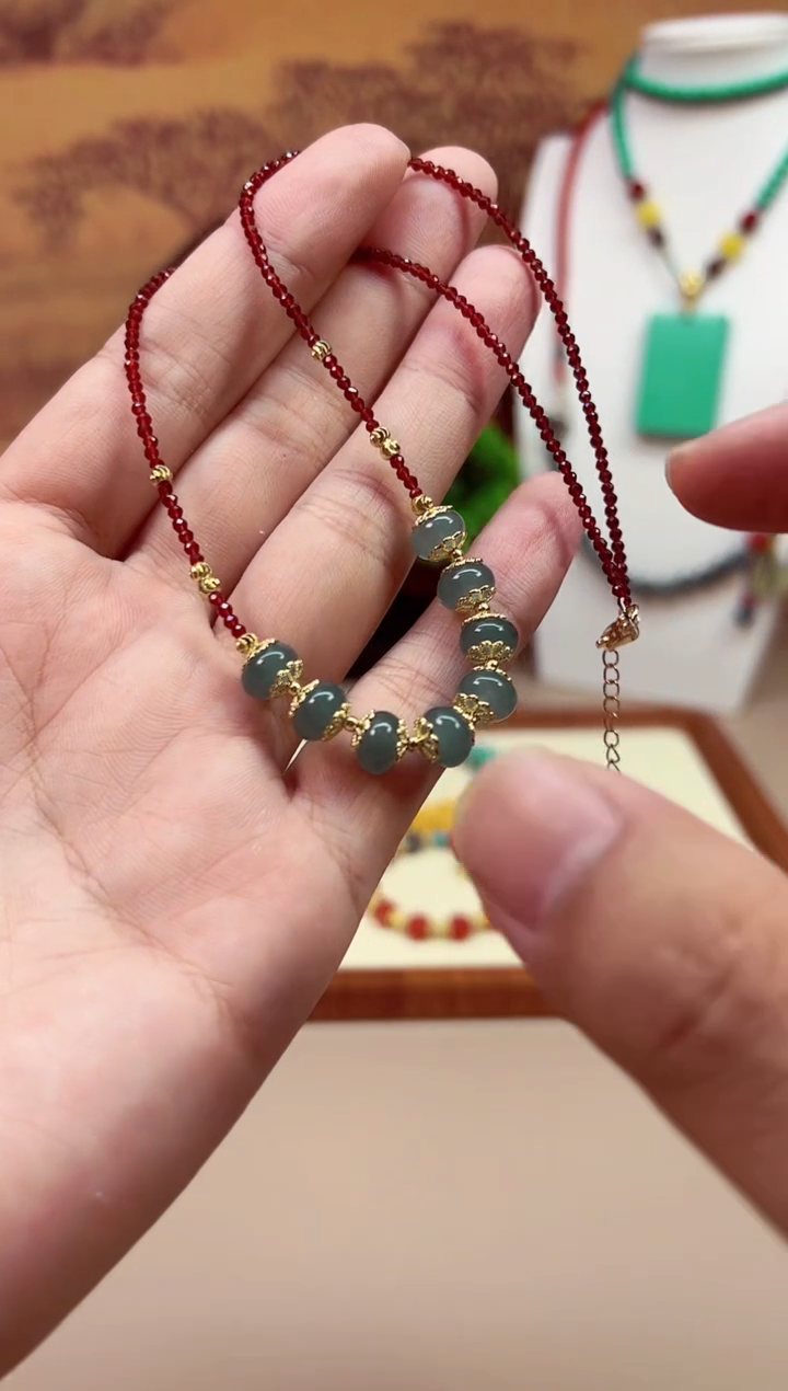 翡翠14K金镶嵌颈饰X817