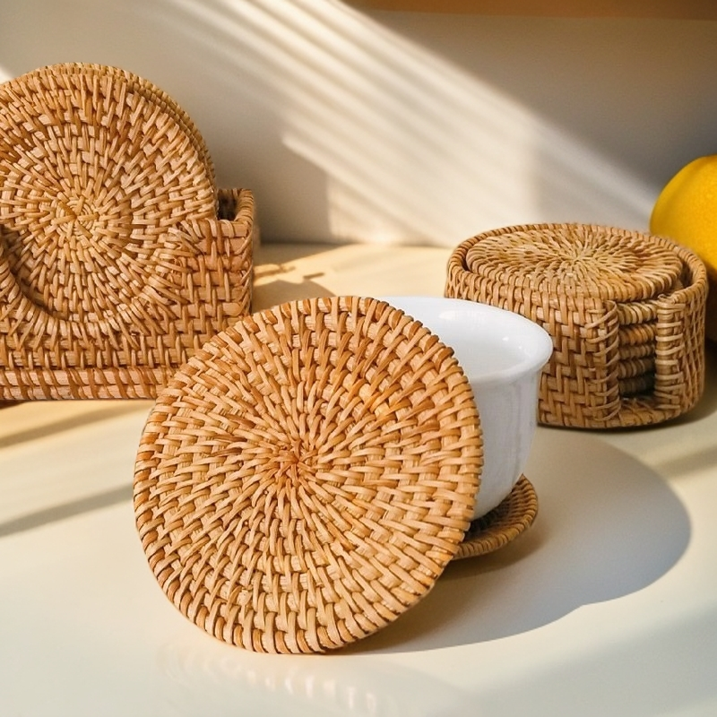 藤编茶壶杯垫托编织茶道创意餐垫餐桌垫碗垫盘子垫隔热垫