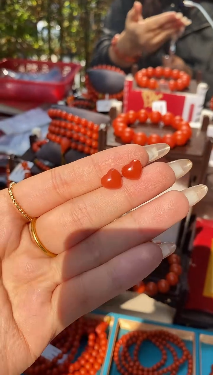 未镶嵌耳钉南红玛瑙保山冰红南红耳钉