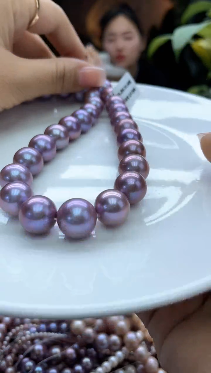未镶嵌项链淡水珍珠12mm+紫珠全珠项链(多样性发一）