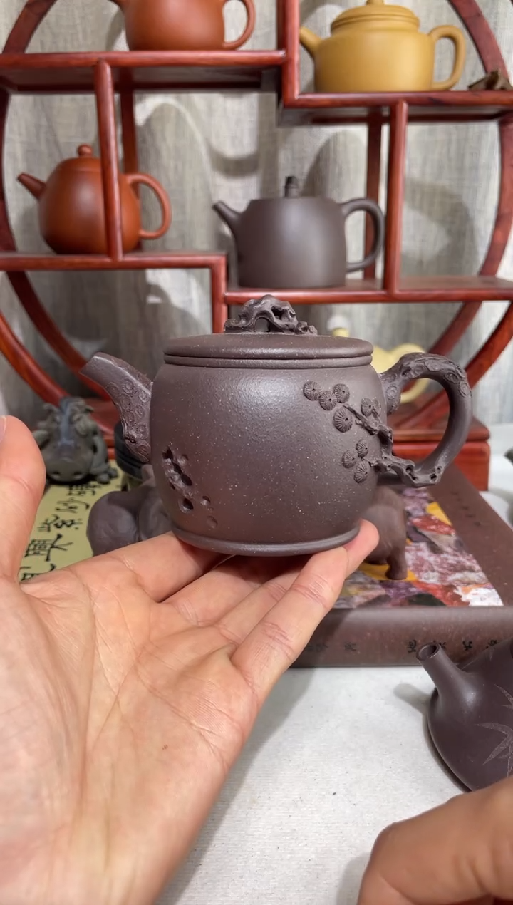 【闪购商品】紫砂茶壶千禧紫泥青松汉瓦220cc