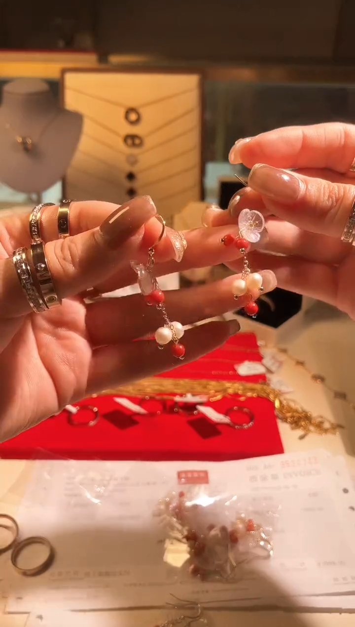 水晶戒指银S925镶嵌耳坠