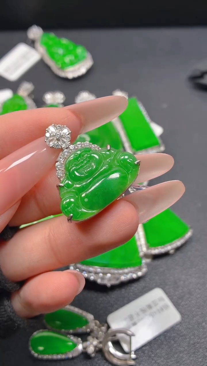 吊坠(不含链)银S925镶嵌翡翠688
