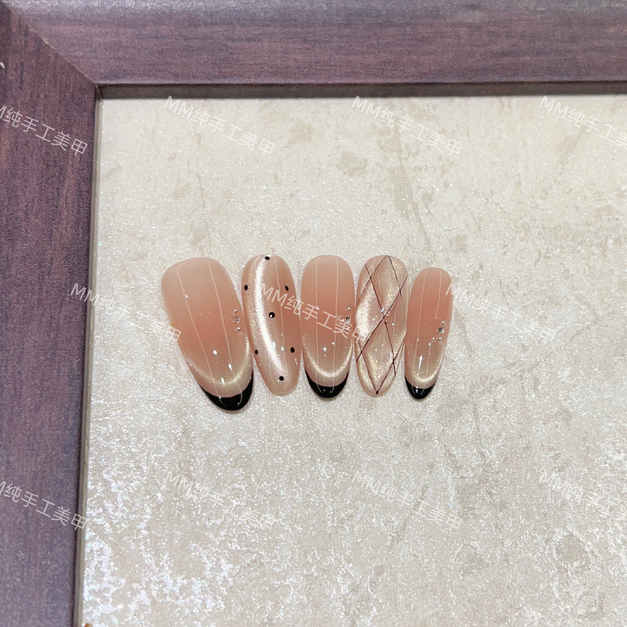 【香菱法式】新款手工高端穿戴甲气质显白猫眼百搭菱格纹可拆卸款式