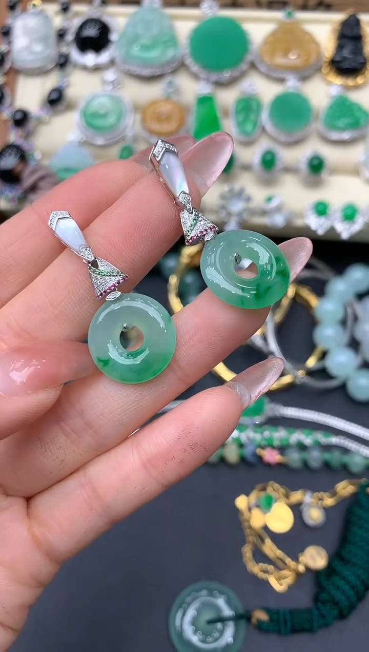 【闪购商品】翡翠耳饰18K金镶嵌203-中国好珍宝