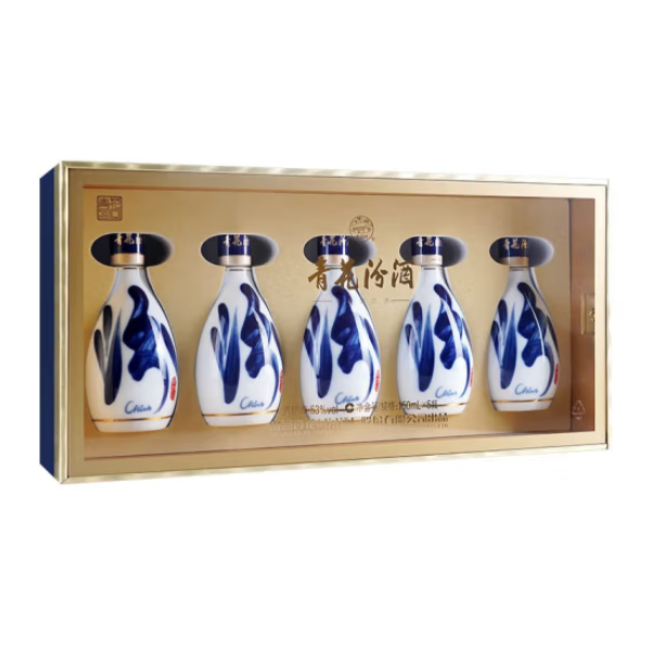 汾酒汾酒股份53度复兴五连礼盒30青花150ml*5瓶礼盒装53%Vol150ml