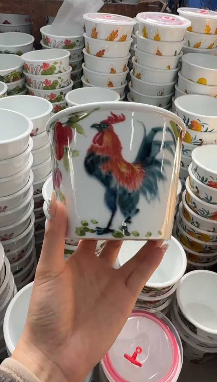 瓷片景德镇高温陶瓷食品级手绘釉中彩-泡面桶