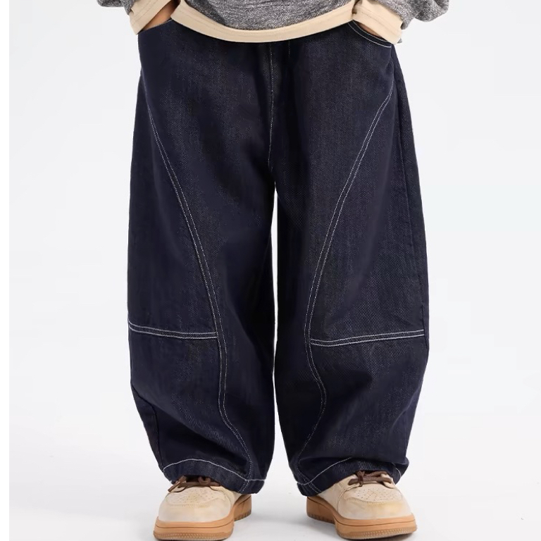 植物印染防褪色！儿童春秋季2025上新大童拼接休闲牛仔长裤 6806