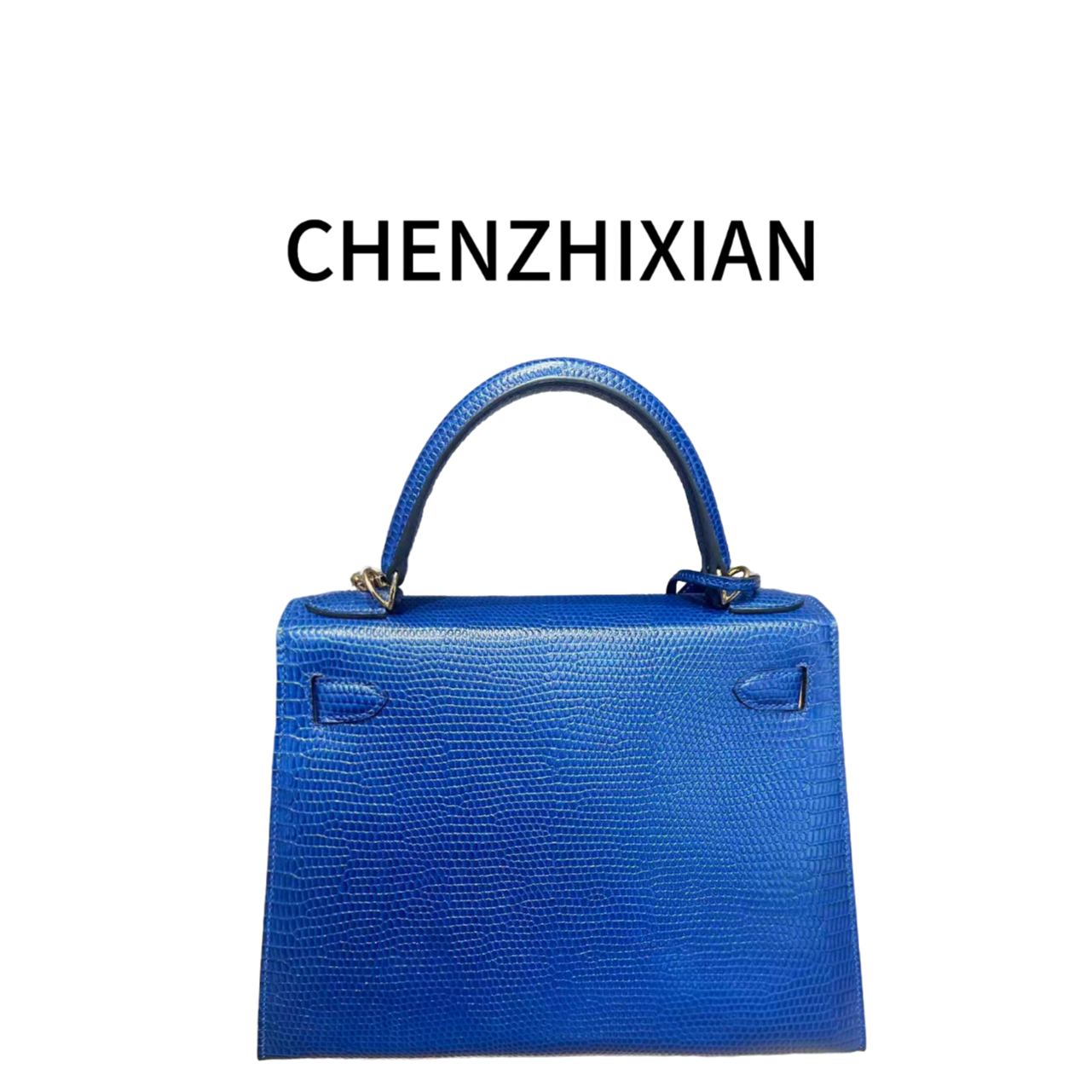 【蓝韵华章】28厘米宝石蓝蜥蜴压纹手提斜挎包
