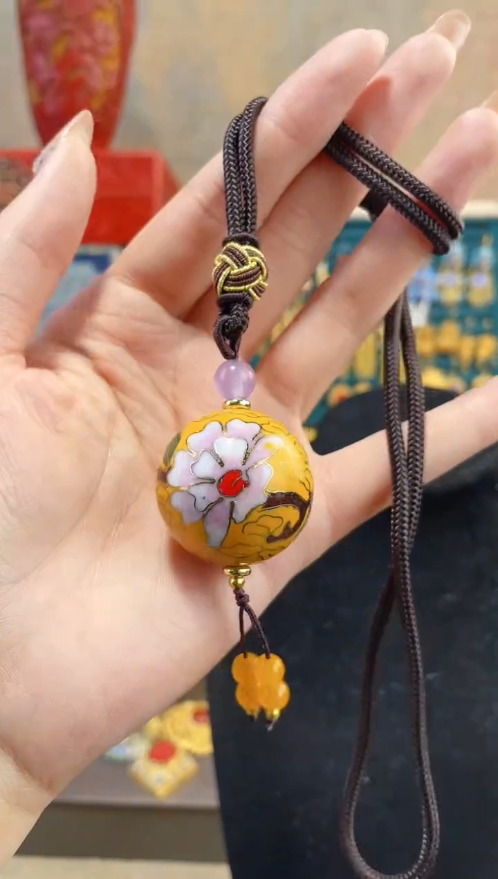 【闪购商品】非遗景泰蓝3.0单珠编绳款黄色