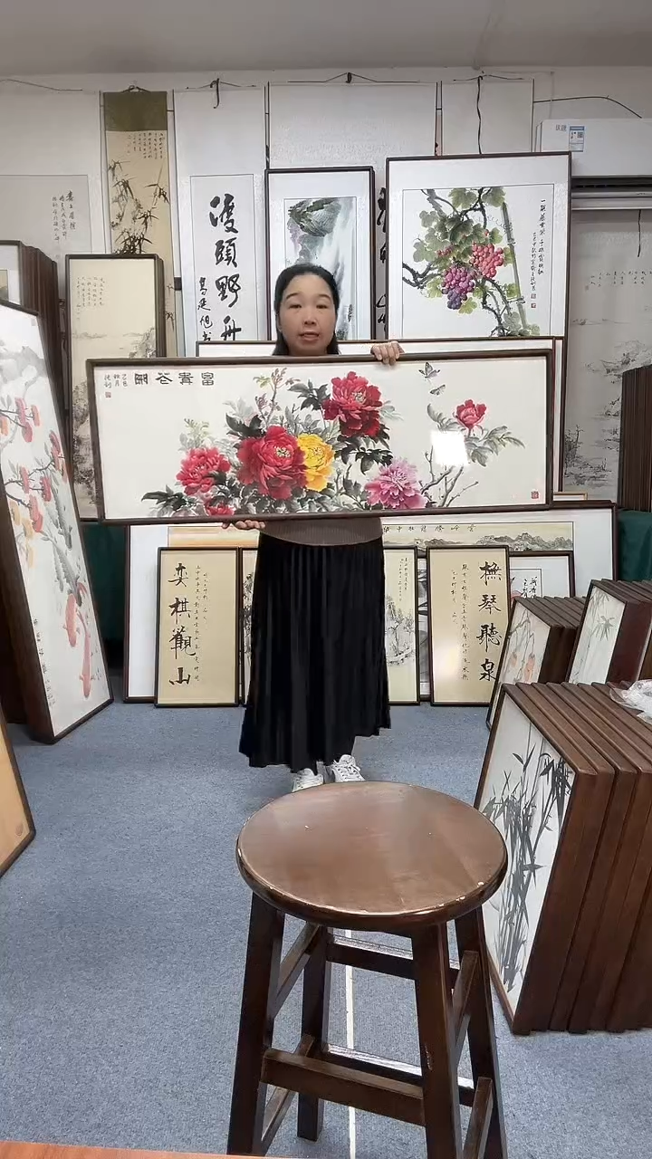 国画纯手绘京东包邮实木画框