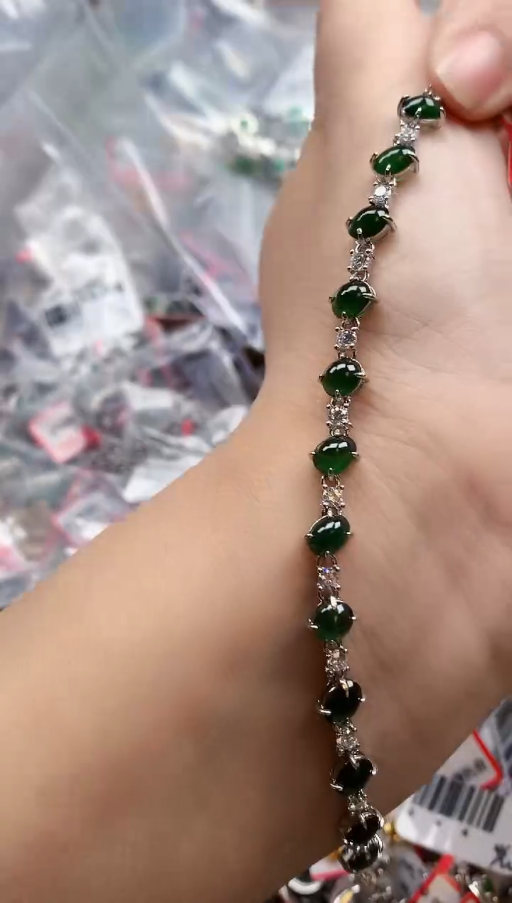 银S925镶嵌戒指翡翠天然A货缅甸翡翠