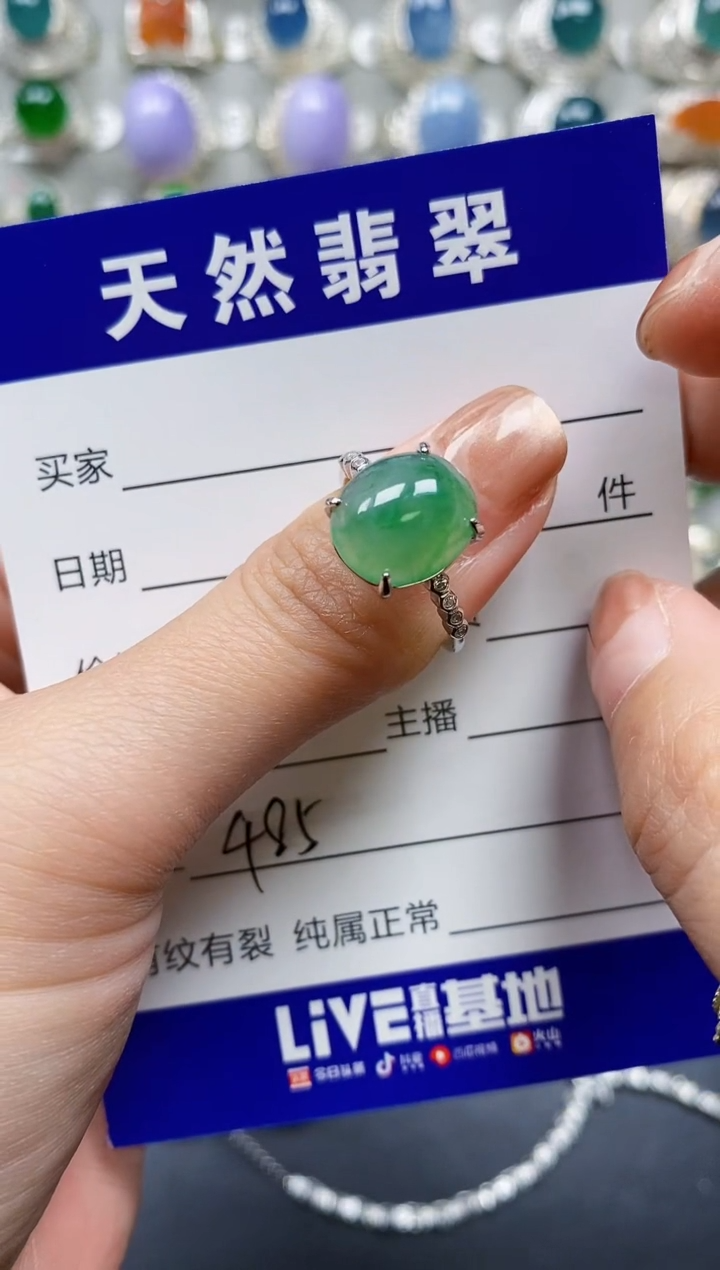 【闪购商品】翡翠戒指银S925镶嵌0485