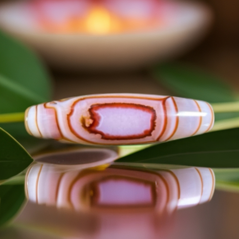 巴西玛瑙方眼桶珠挂坠。尺寸52.5/15mm。高光全玉化
