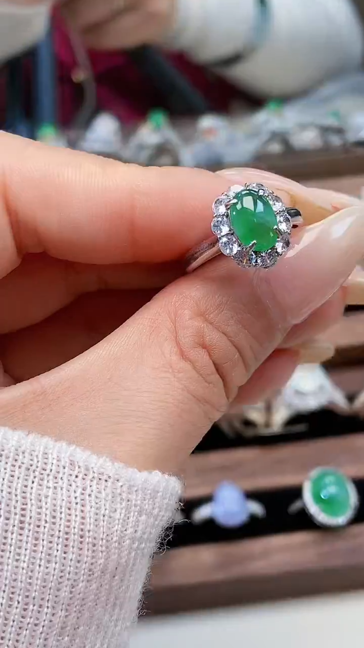 银S925镶嵌戒指翡翠6875