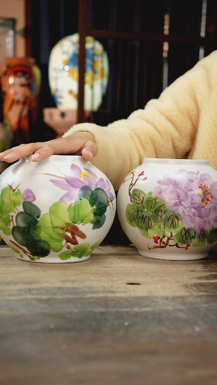 【闪购商品】瓷片景德镇纯手工釉下彩精品花瓶