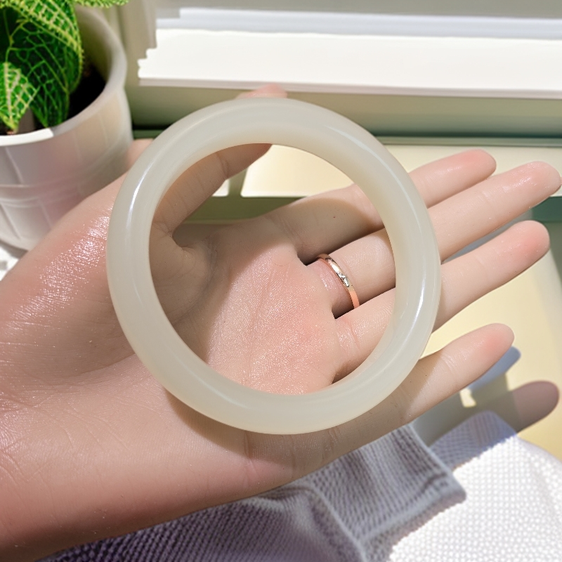 【官官专属】AAAAA天然和田玉 晴水蜂蜜水 正圈手镯（平安镯）13-14mm