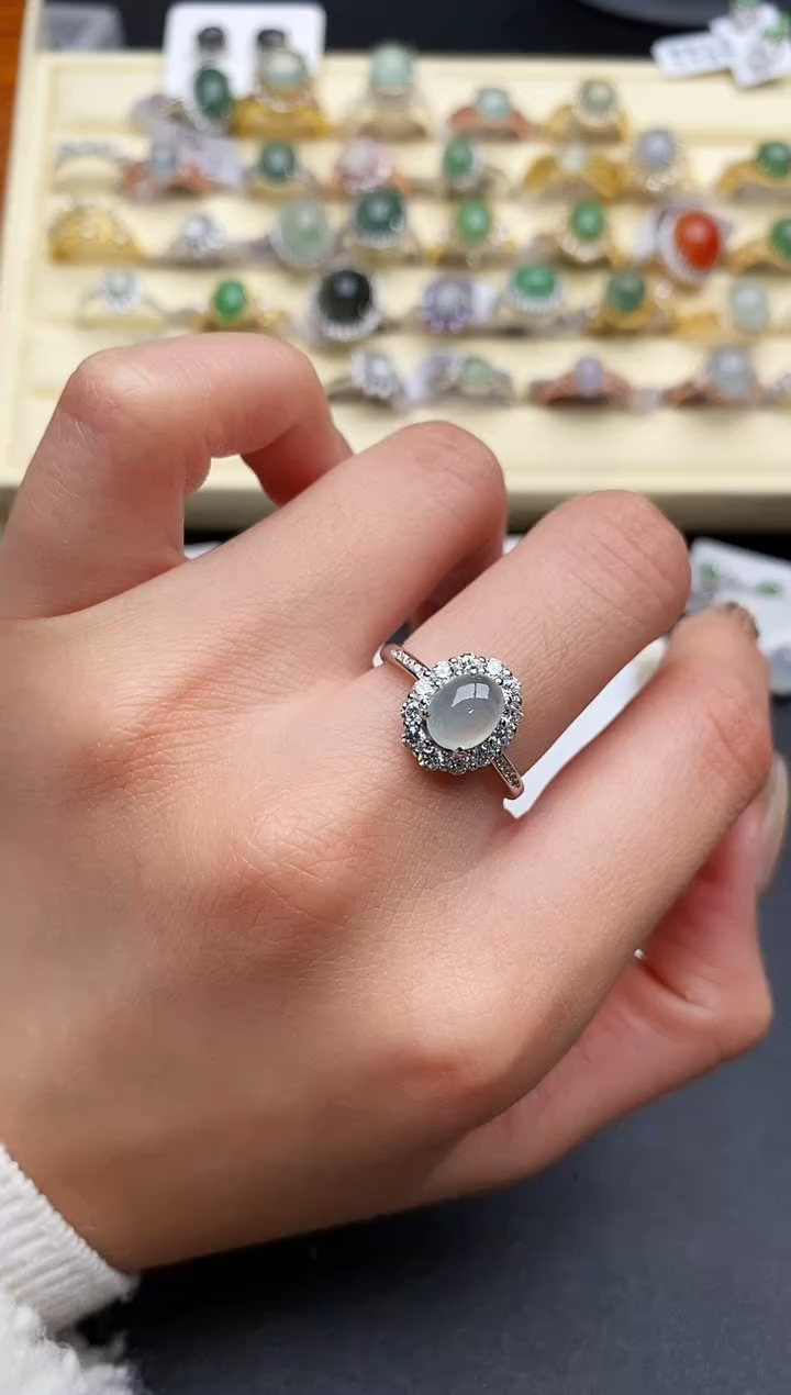 【闪购商品】翡翠戒指银S925镶嵌22222222+10