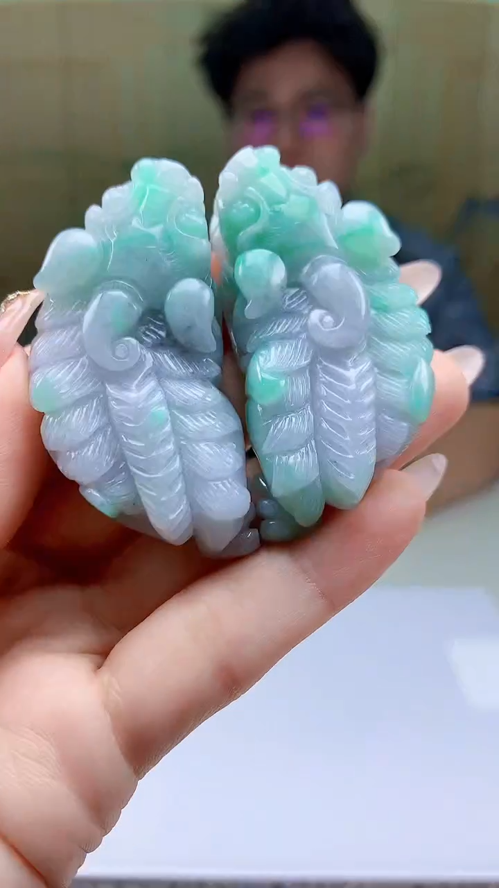 【闪购商品】定制翡翠未镶嵌4688ty-毛货挂件一对239