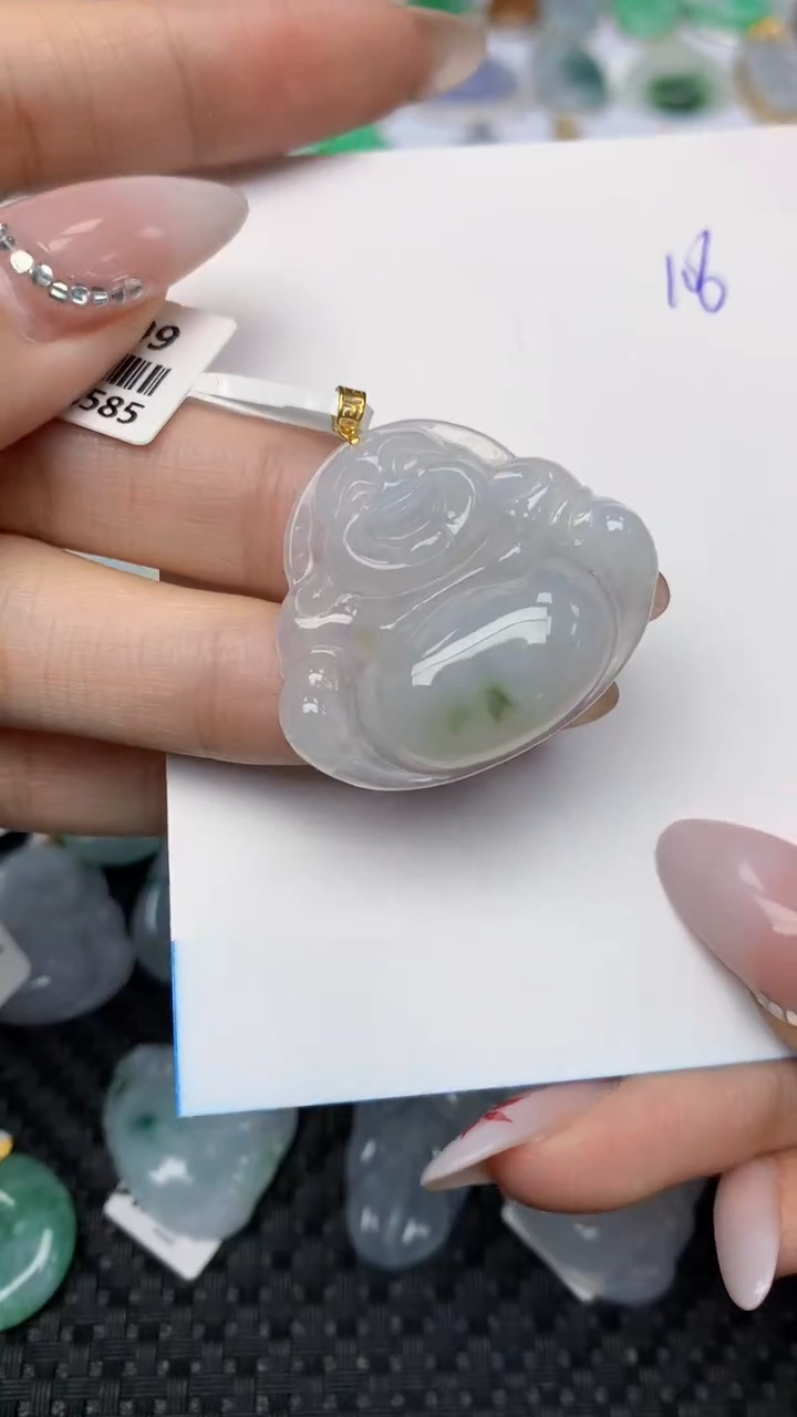 【闪购商品】翡翠颈饰18K金镶嵌天然翡翠a货