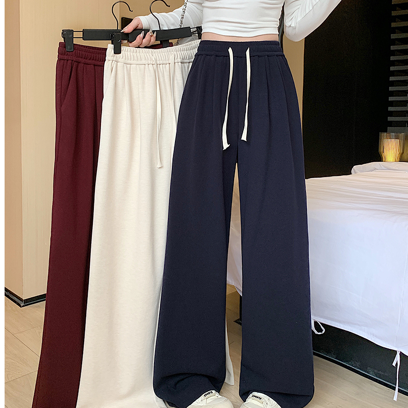 大码女装胖MM百搭抽绳松紧阔腿裤显腿长时尚显瘦遮肉女显腿长