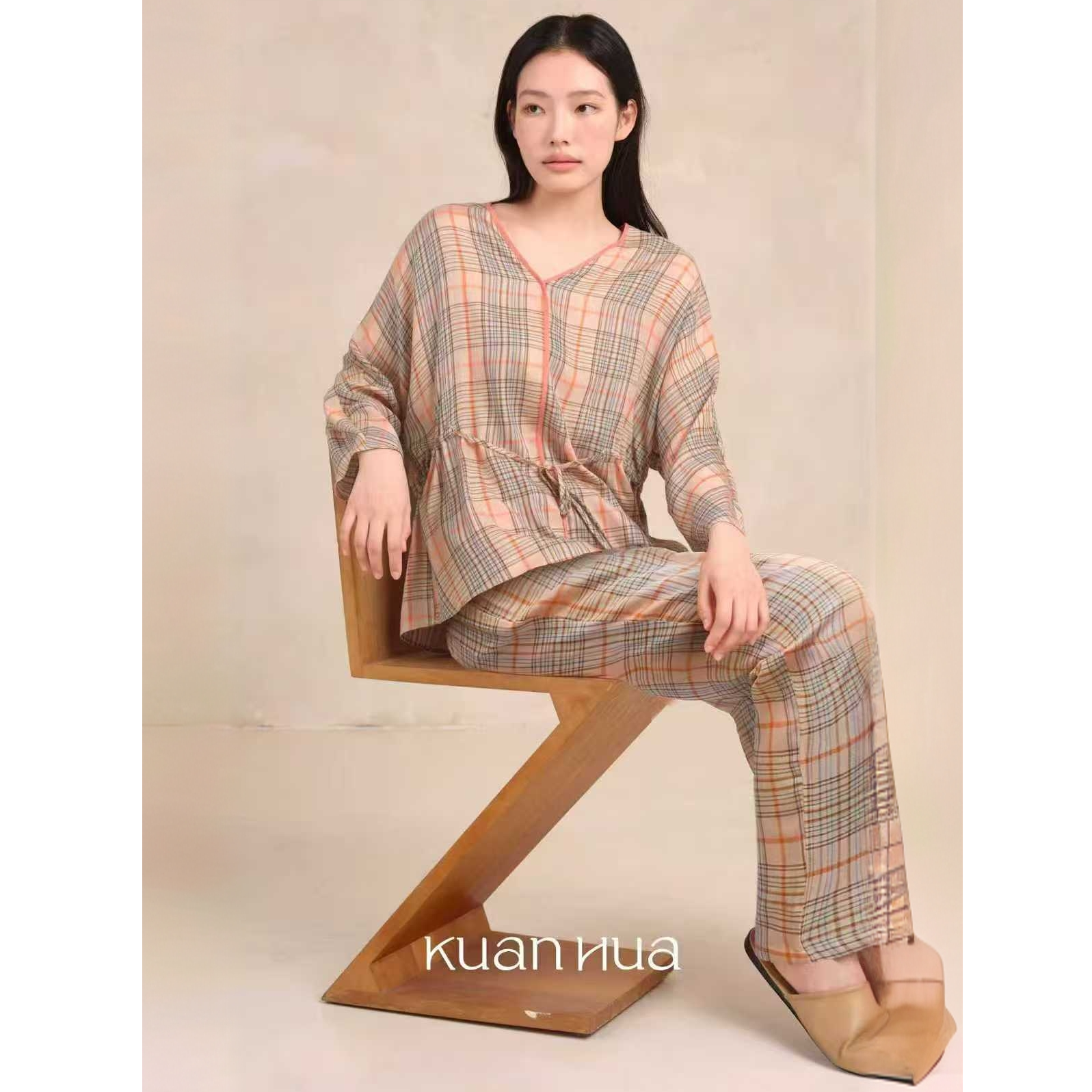 宽画秋季新款经典格子家居服92068