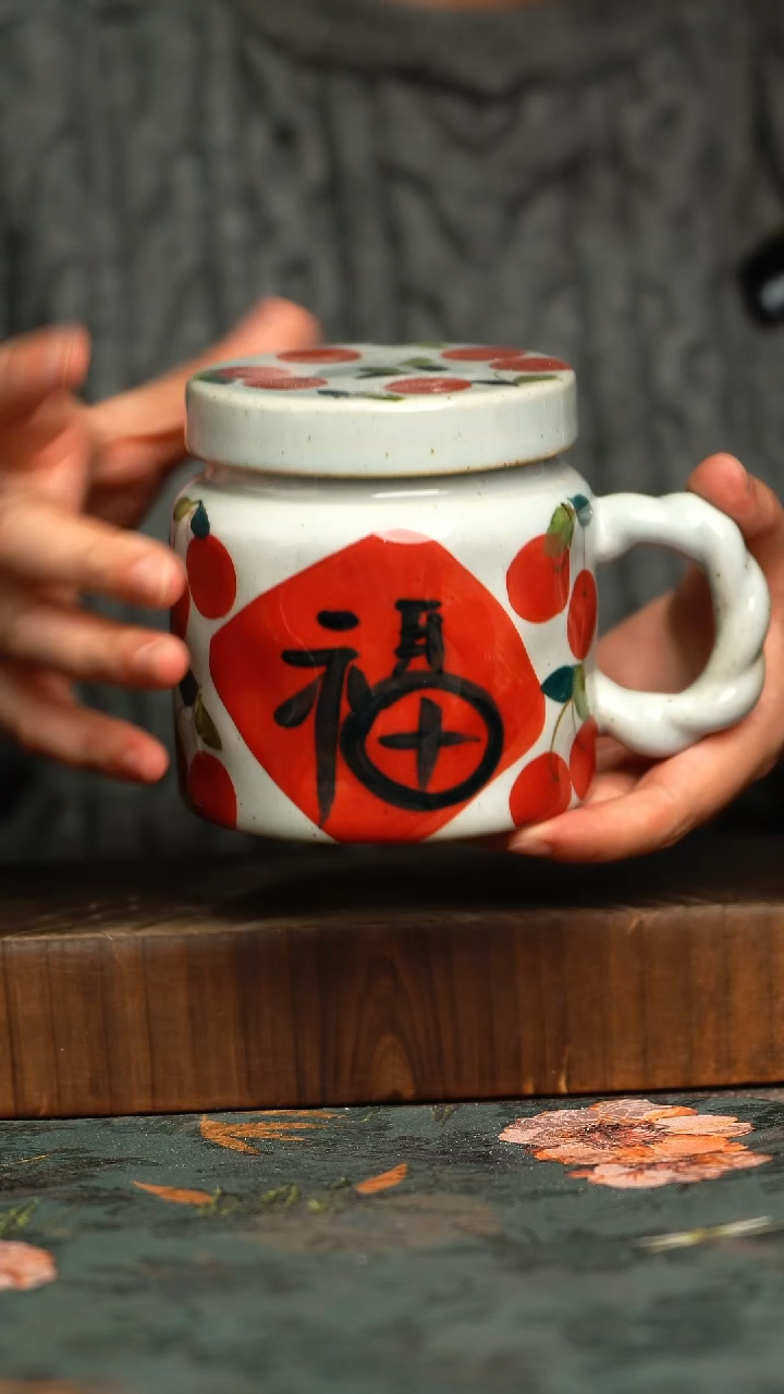 杯釉下彩手工手绘同款陶器