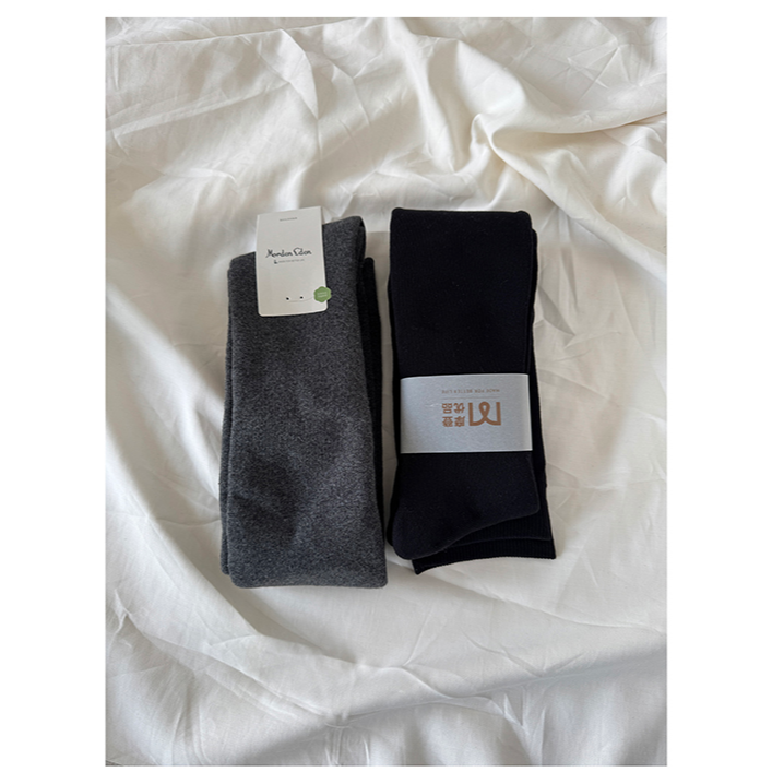 WZ013  女冬季日式透气长筒袜中筒袜保暖厚款 2双一组