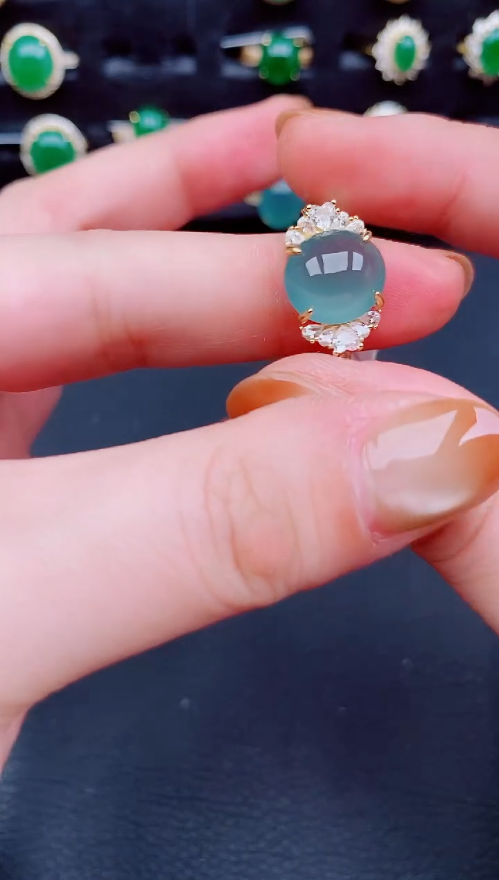 【闪购商品】翡翠戒指银S925镶嵌天然a货翡翠221