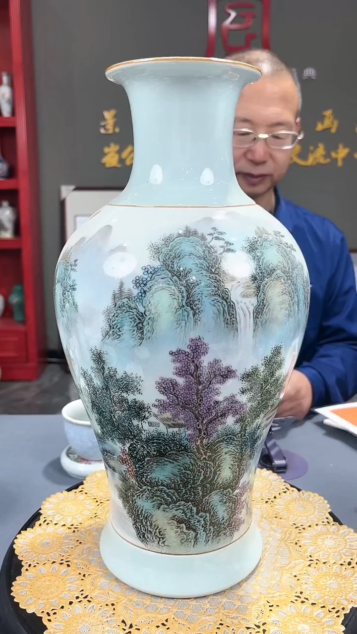 【闪购商品】官窑瓷画院633官窑瓷画院山水赏瓶