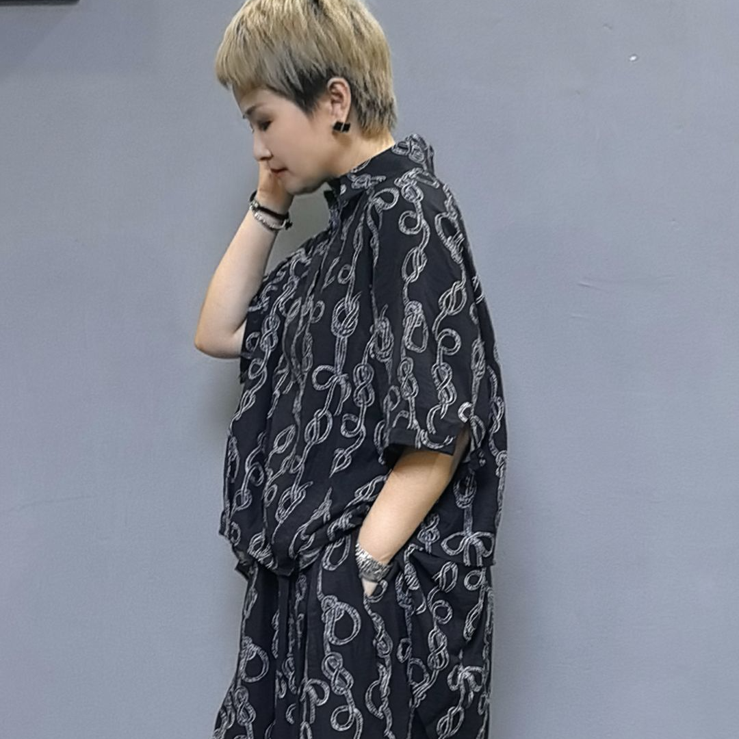 雨田定制2025夏季新款女欧版高级感宽松短袖哈伦裤潮流套装