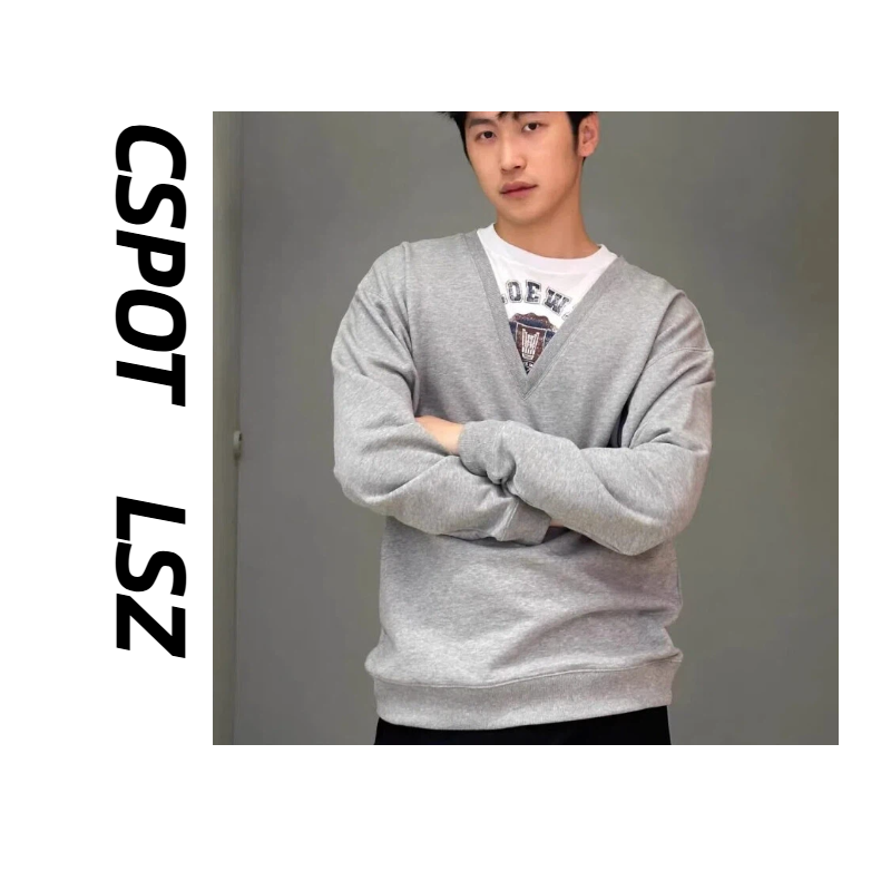 CSPOT 小罗假两件卫衣男女同款印花V领秋冬新款