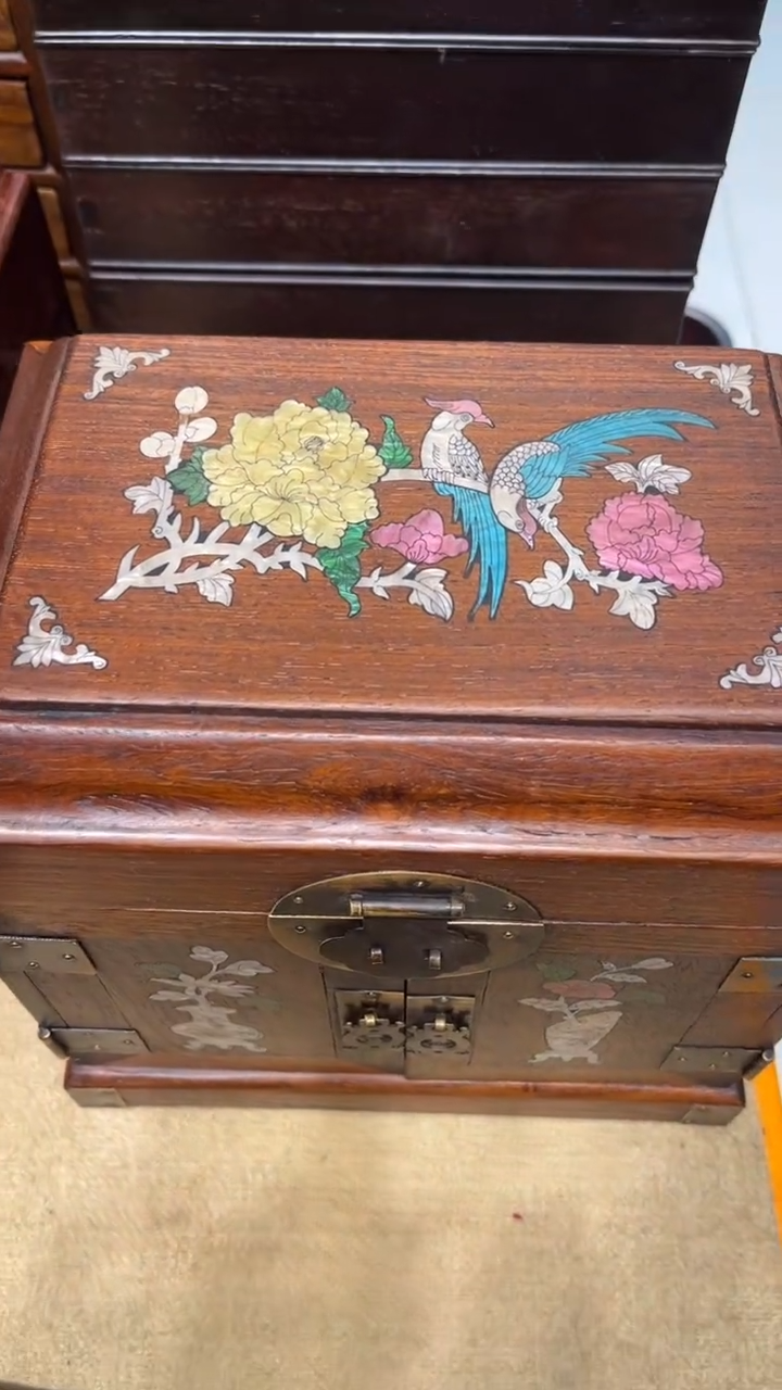 【闪购商品】木花开富贵官箱首饰箱