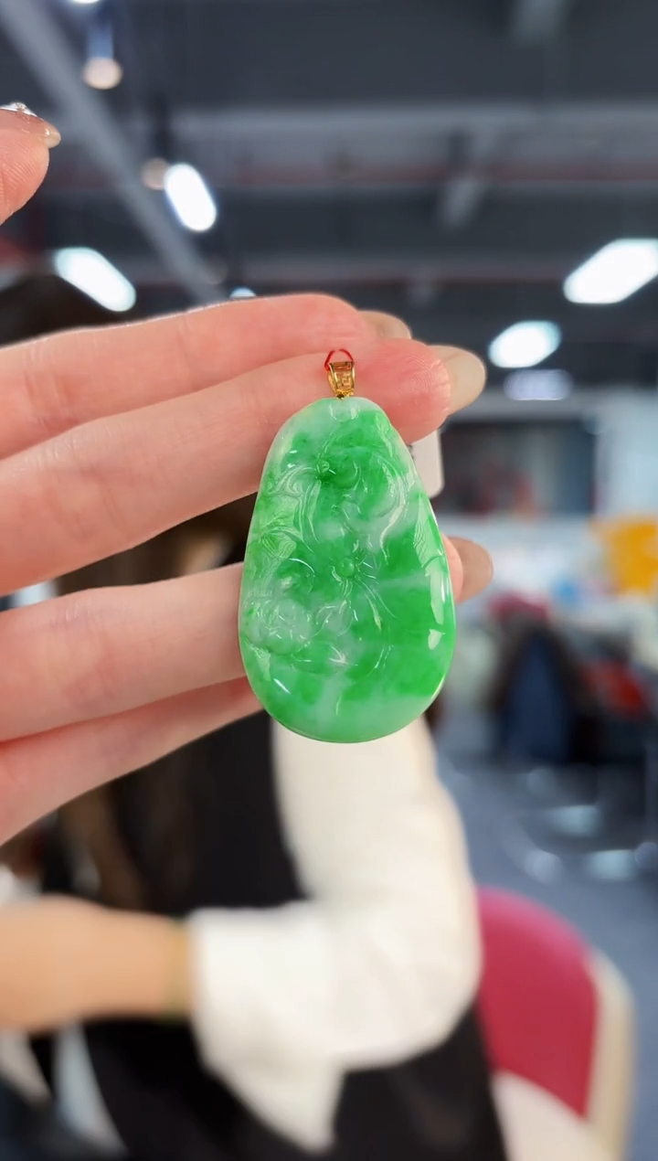 【闪购商品】翡翠颈饰18K金镶嵌缅料A货/支持复检/一件