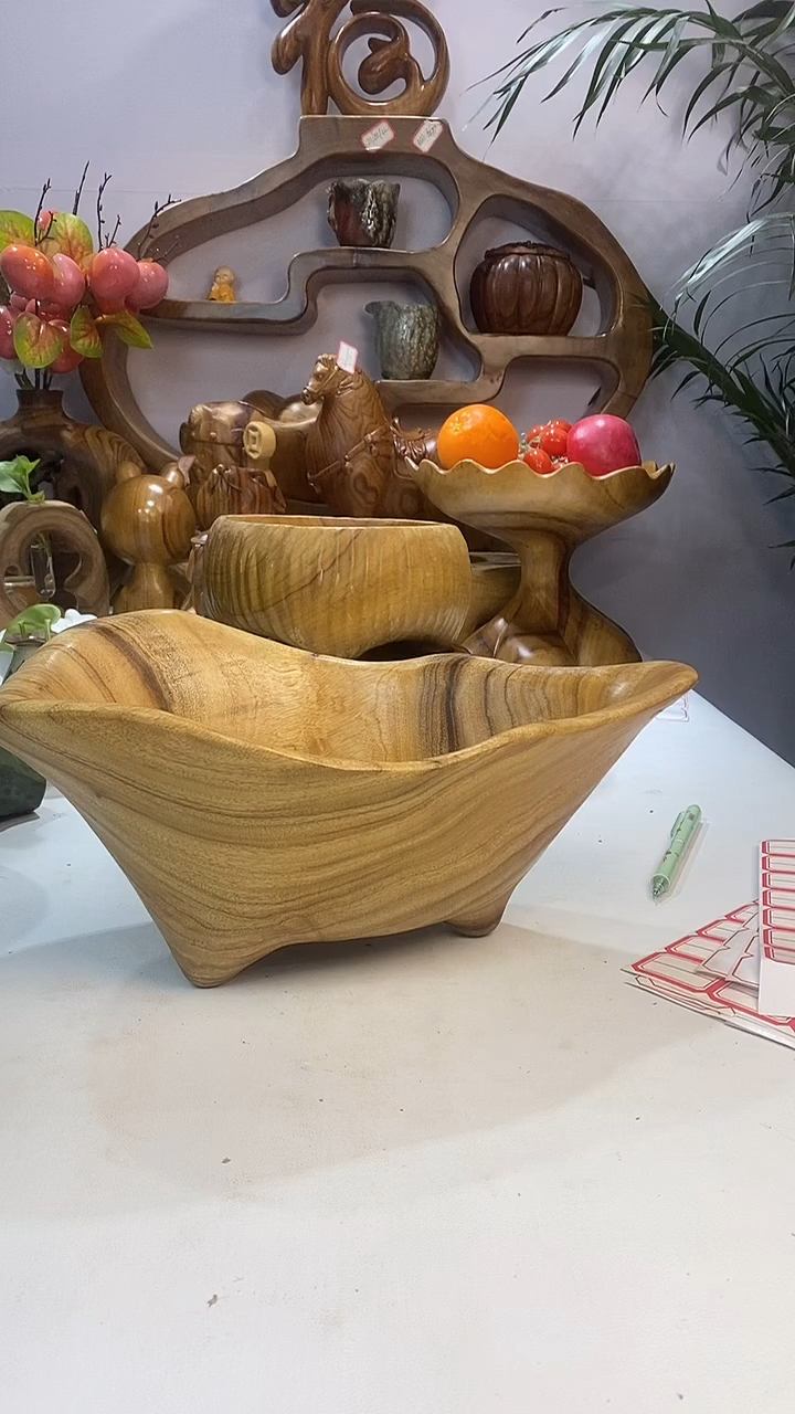 【闪购商品】香樟木A28酒樽果盆//尺寸32*20*14