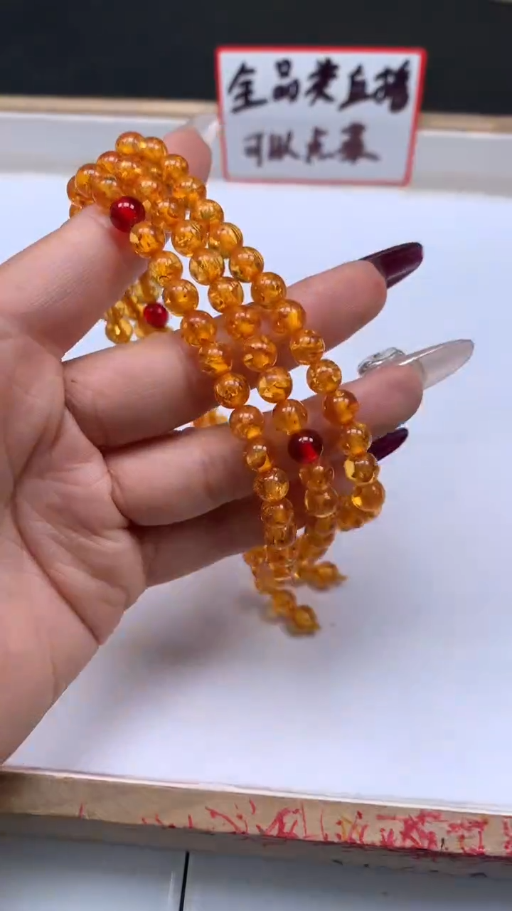 裸石琥珀未镶嵌L293 花 珀6mm30个6.8元