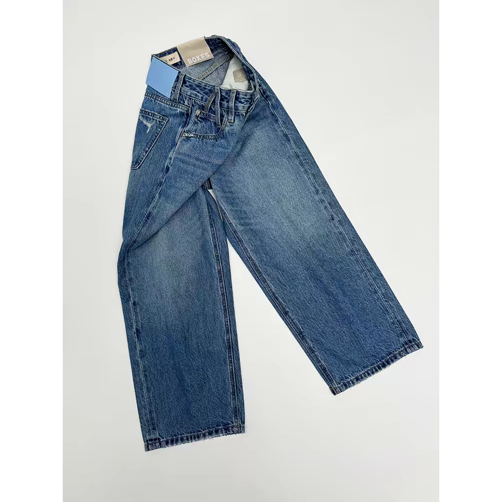 SU【782-1】花65 MWMA 愫玥 超爆裤王蓝标九分磨破直筒牛仔裤~