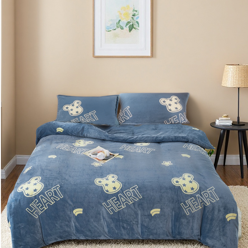 25爆款牛奶绒加厚双面秋冬印花高克重绒亲肤四件套加绒